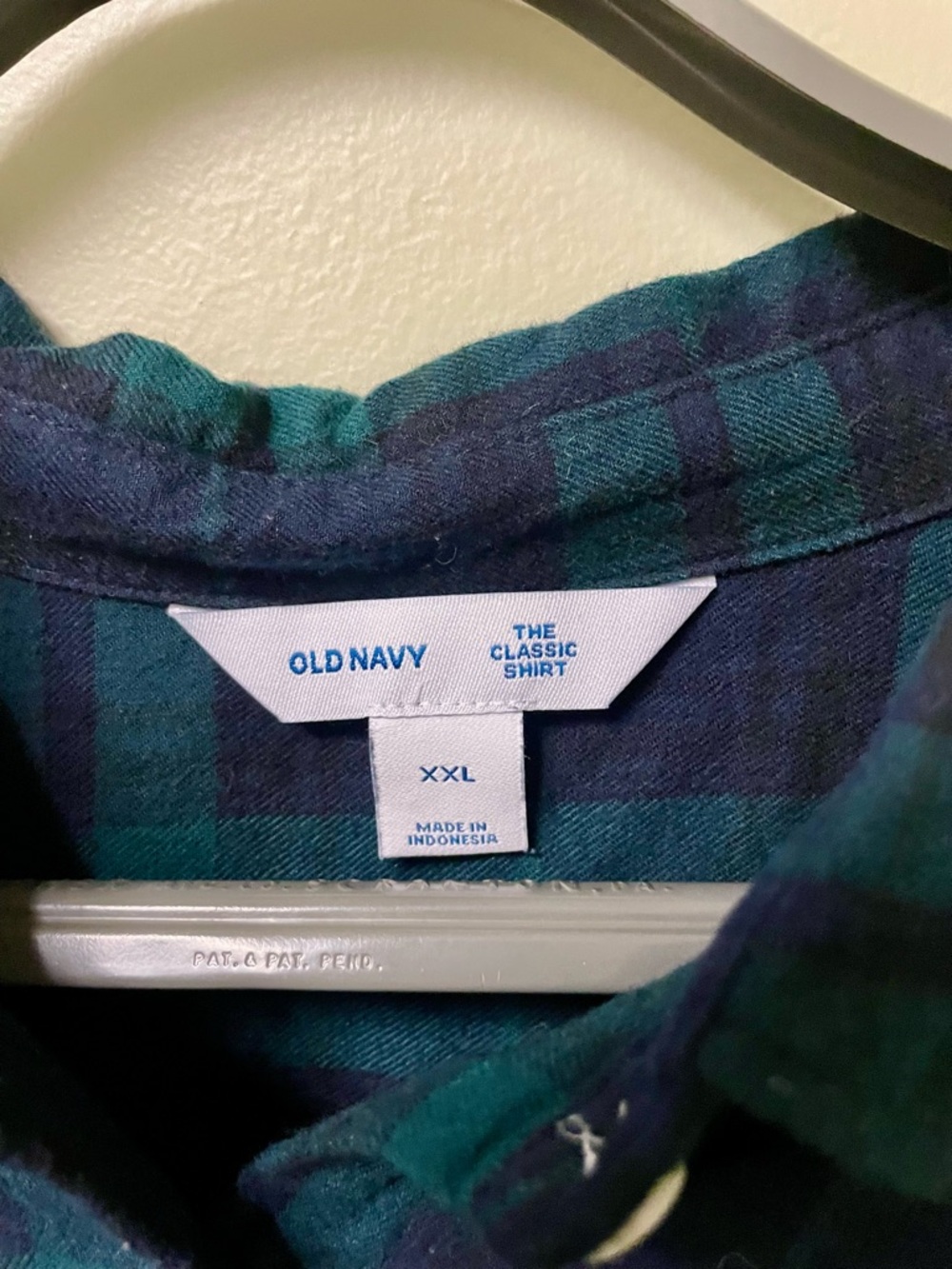 NWOT Women’s XXL Old Navy "The Classic Shirt" blue and green plaid; 100% cotton - Picture 3 of 4